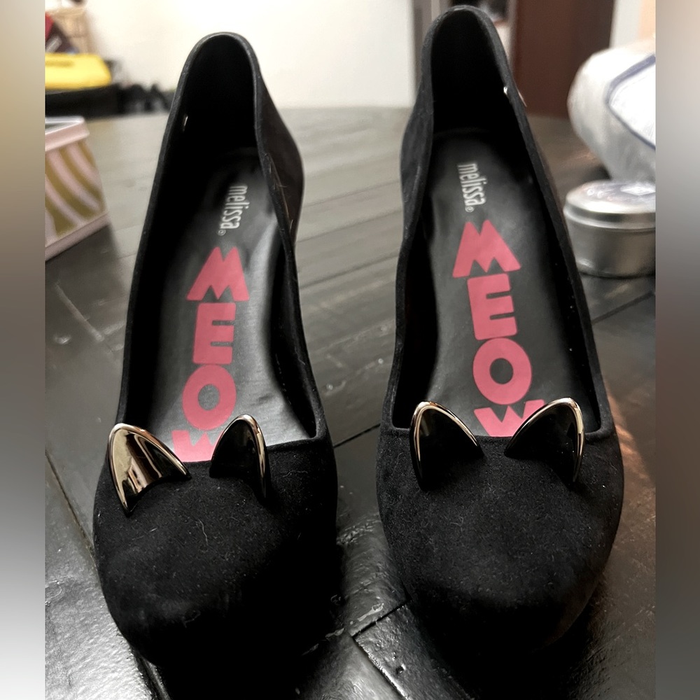 Brand new. Never worn black Melissa Incense Cat Heels.